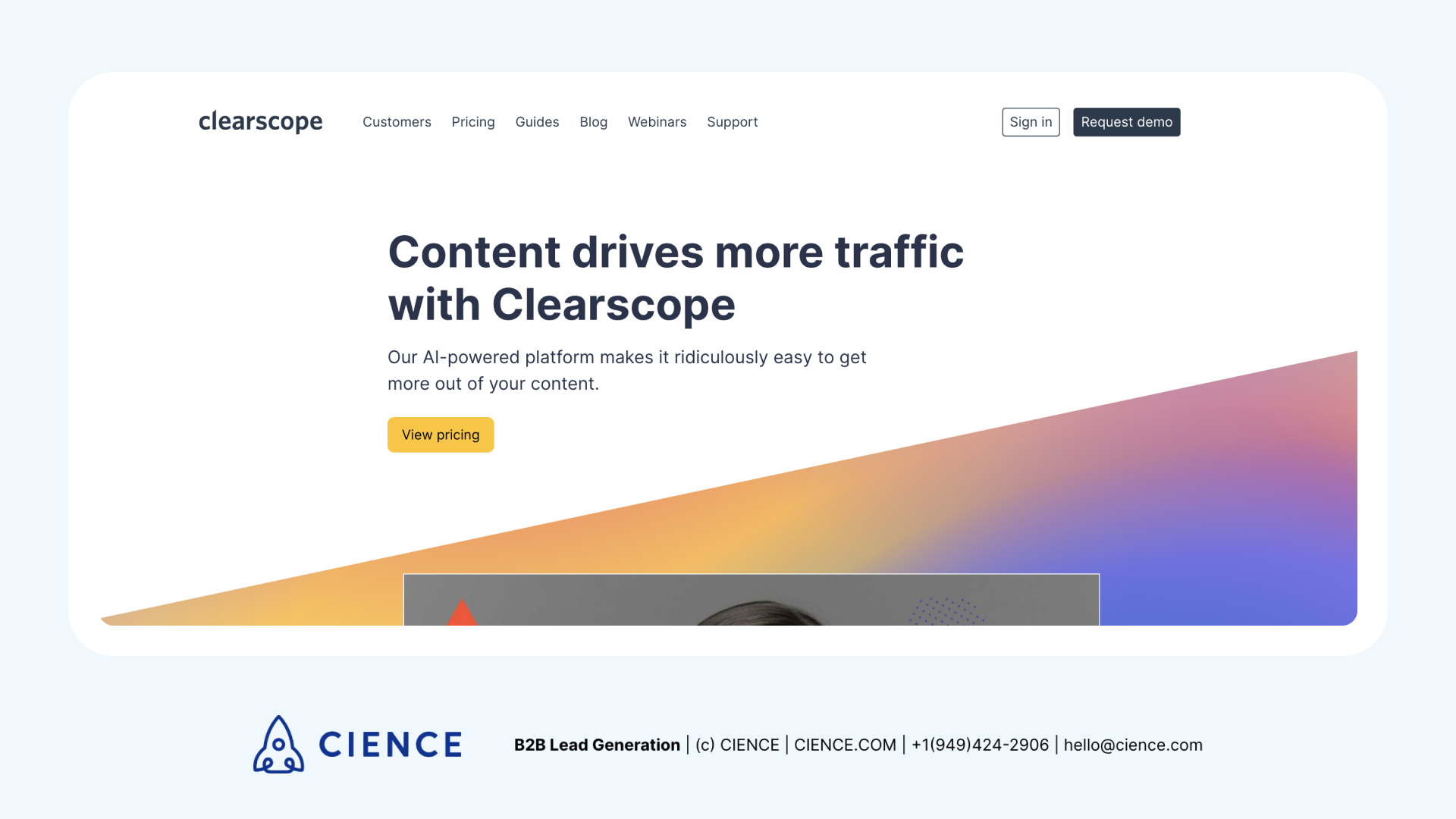 Clearscope AI content optimization tool showing keyword relevance scores and content grading